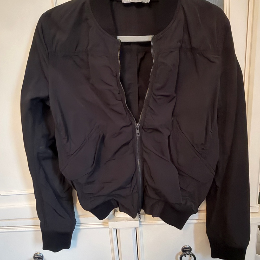 Vince Classic Black Bomber Jacket